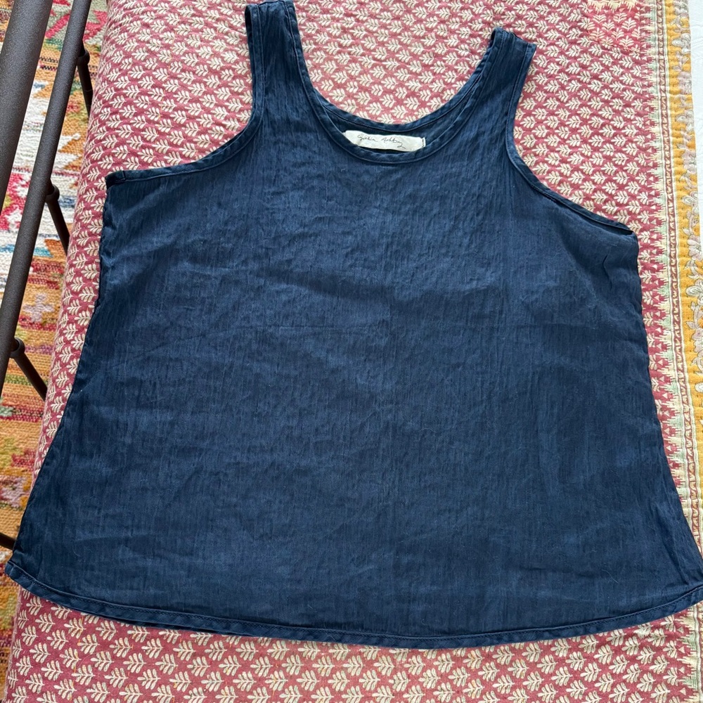 Cynthia Ashby Women's Silk Linen Blend Crinkle Tank Top - L